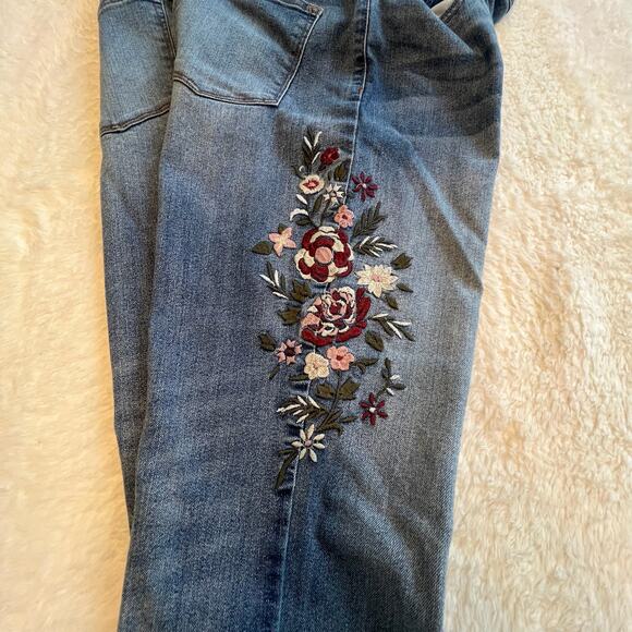 Knox Rose Women's Floral Embroidered Skinny Entubado Denim Jeans Size 12 Boho - Picture 3 of 7